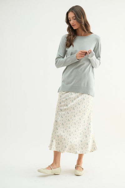 Mint Lightweight Side Slit Sweater