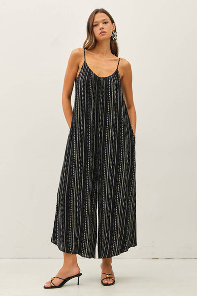 Black Pinstripe Wide Leg Jumper