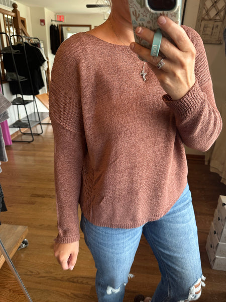 Clay Ribbed Knit Sweater