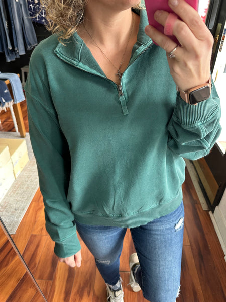 Hunter Green Half Zip Pullover