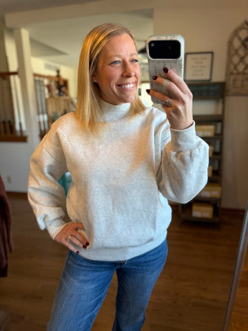 Heather Grey Mockneck Sweater