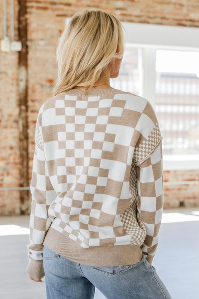 Taupe Checkered Sweater