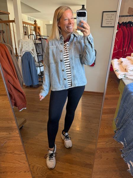 Mica Light Wash Denim Shacket