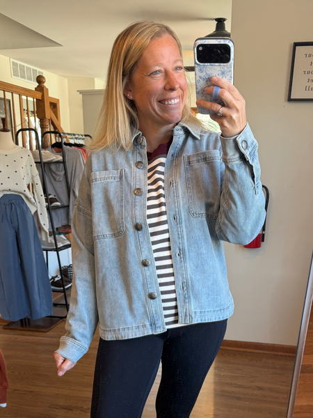 Mica Light Wash Denim Shacket