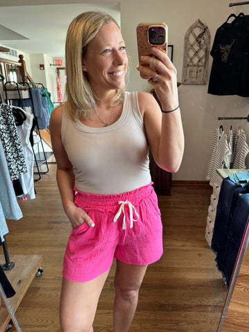 Drawstring Cloud Shorts in Fuchsia