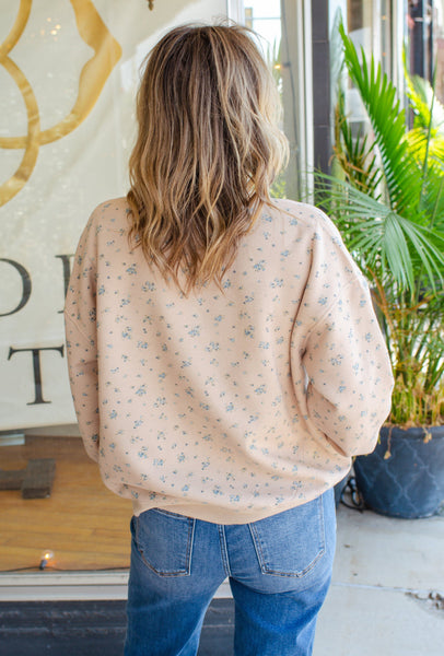 Khaki Ditsy Floral Crewneck Sweatshirt