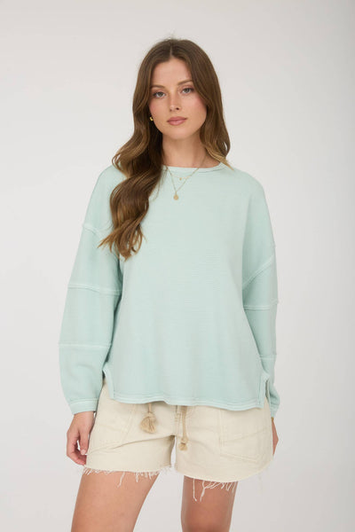 Exposed Seam Long Sleeve Knit Top