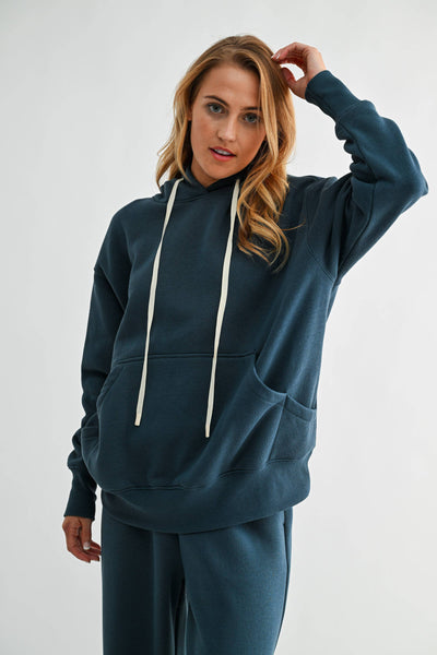 Midnight Navy Cloud Walk Pullover Fleece Hoodie