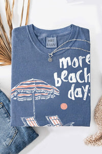 Mineral Washed Denim Blue More Beach Days Graphic Tee