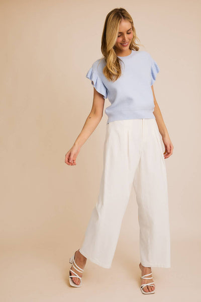 Baby Blue Ruffle Sleeve Knit Top