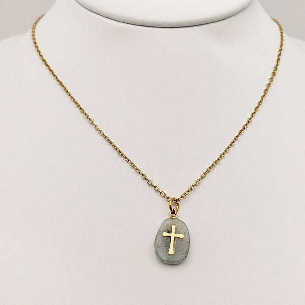 Stone Cross Pendant Necklace