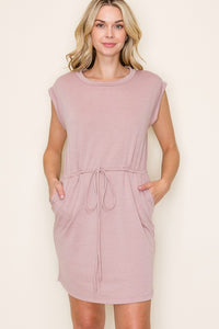 Dusty Rose Drawstring Dress