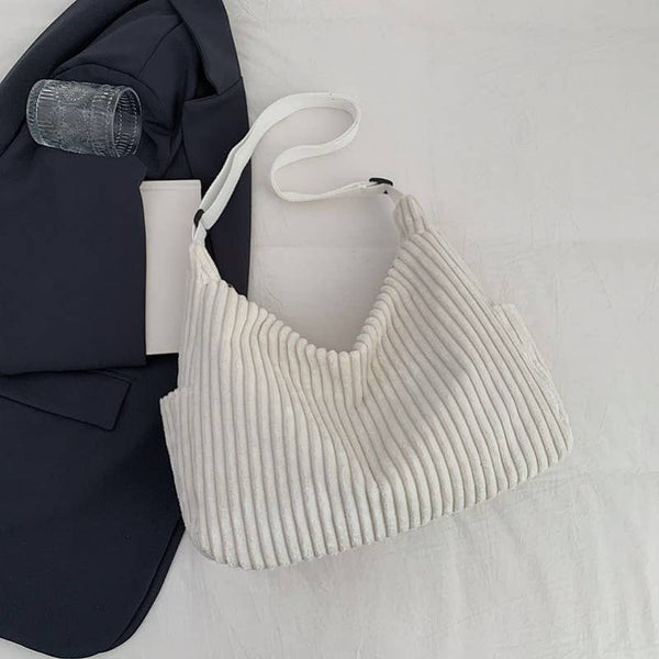 Corduroy Quilted Shoulder Tote Bag - More Colors!