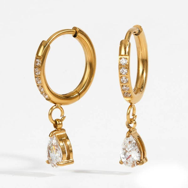 18K Stainless Steel Tarnish Free Crystal Earrings