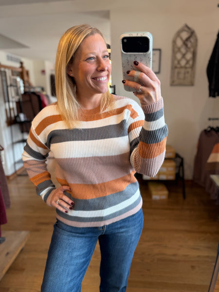 Camel Striped Sweater