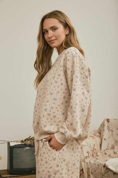 Oatmeal Ditsy Floral Crewneck Sweatshirt