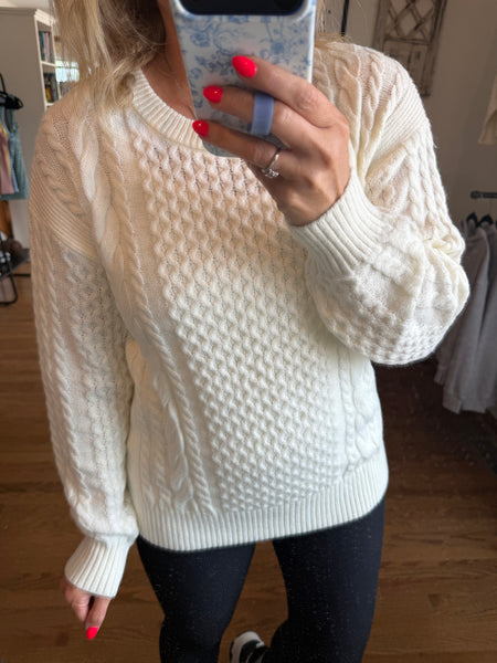 Beige Cable Detail Knit Sweater