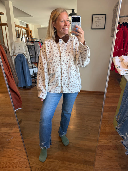 Ivory Floral Corduroy Jacket