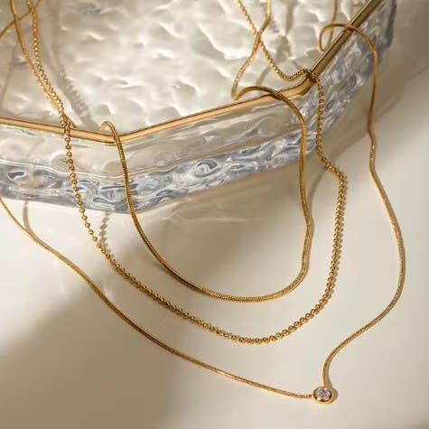 Gold 18K Stainless Steel Tarnish Free Layered Necklace