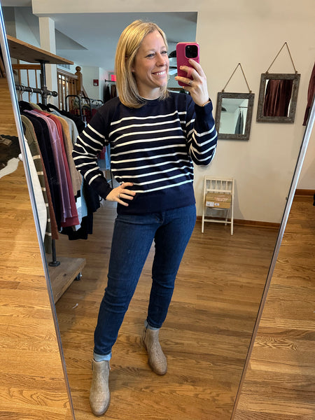 Navy & Ivory Stripe Sweater