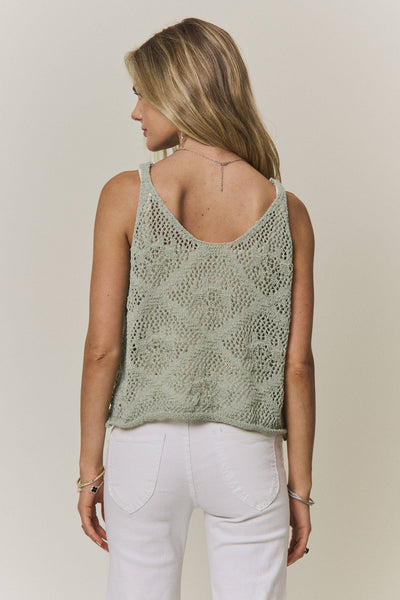 Sage Open Knit Tank Top