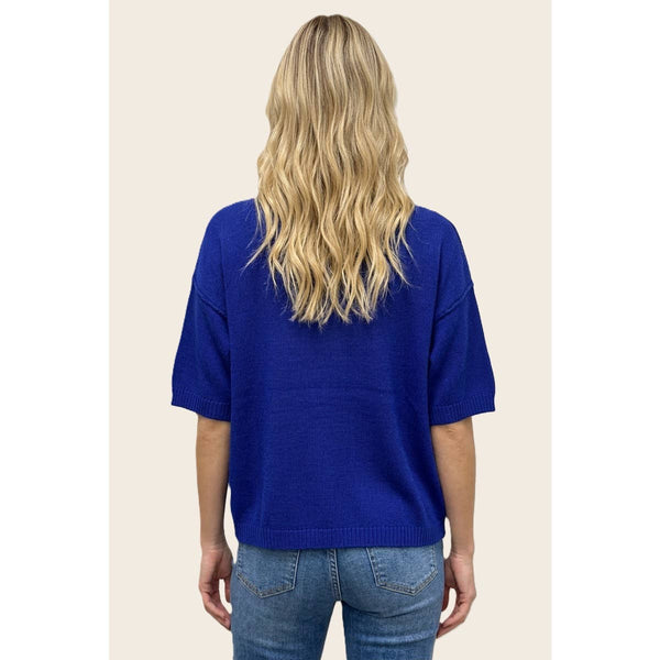 Royal Blue Elbow Sleeve Length Sweater