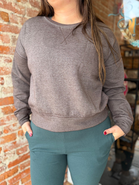 Espresso Burned Out Crewneck Sweatshirt