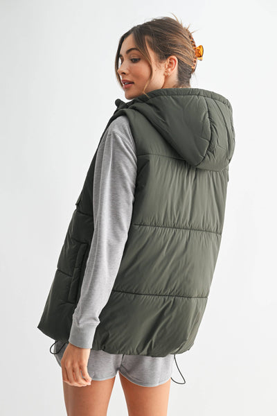 Olive Longline Padded Vest
