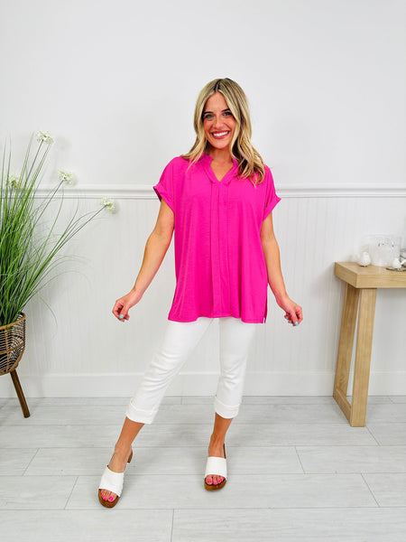 Paradise Pink Wrinkle-Free Pleated Lizzy Blouse