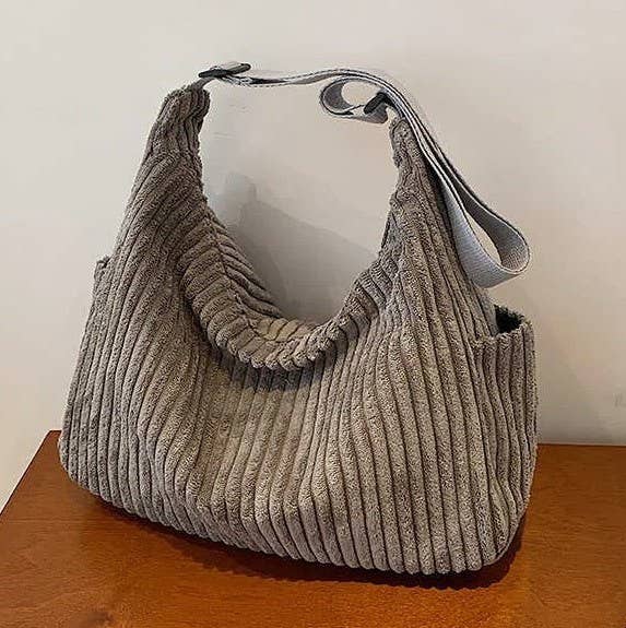 Corduroy Quilted Shoulder Tote Bag - More Colors!