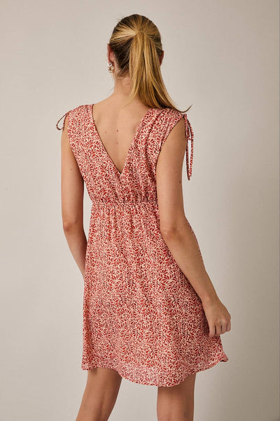 Taupe & Ruse Sleeveless Tie Mini Dress