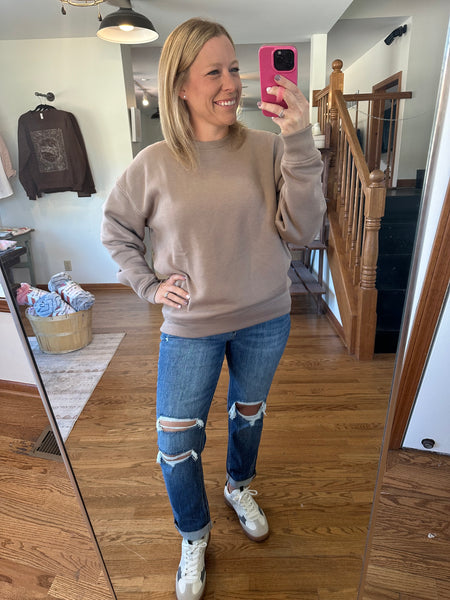 Taupe Boyfriend Fleece Sweatshirt