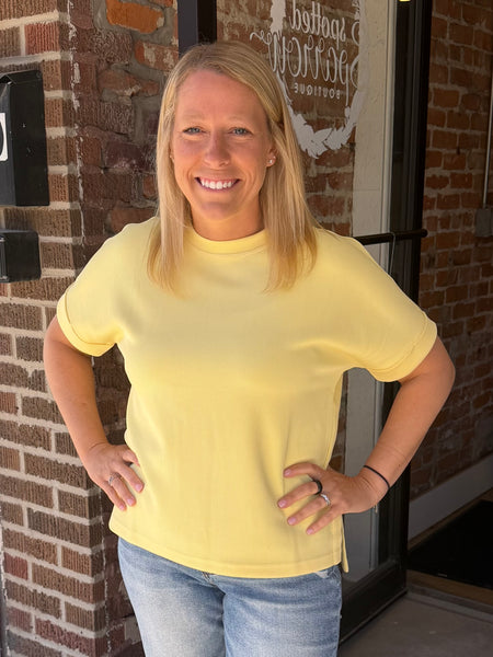 Yellow Glow Luxe Sand Wash Rib Lounge Tee