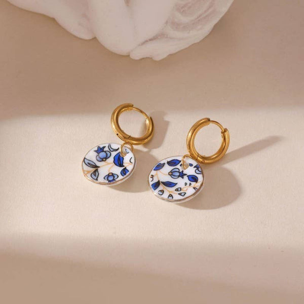 18K Stainless Steel Tarnish Free Vintage Plate Earrings