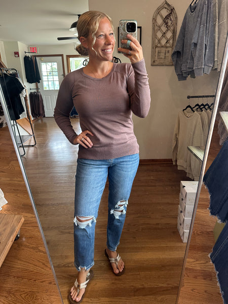 Chocolate Lightweight Long Sleeve Sweater