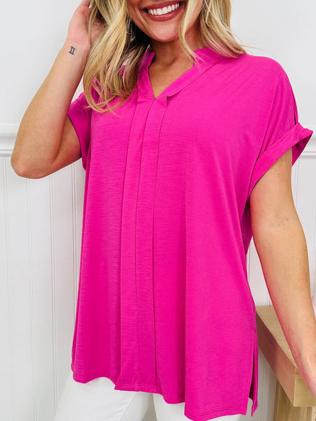 Paradise Pink Wrinkle-Free Pleated Lizzy Blouse