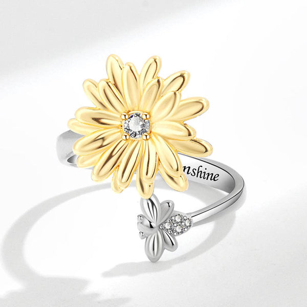 Daisy Flower & Bee Anxiety Fidget Spinner Ring