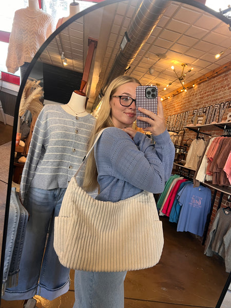 Corduroy Quilted Shoulder Tote Bag - More Colors!