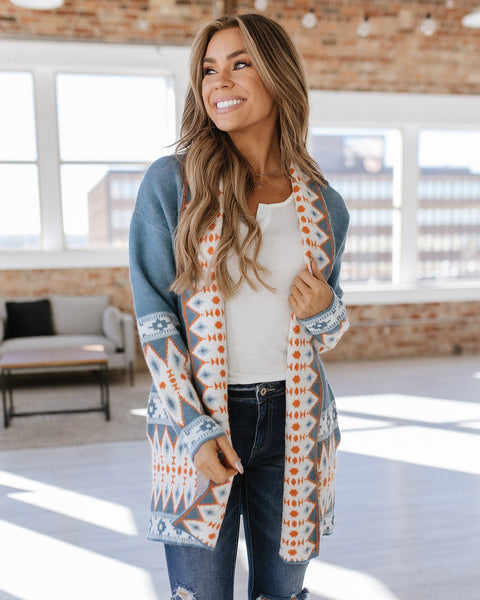 Sky Blue Aztec Cardigan