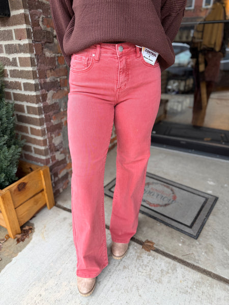 Risen Ellie Tummy Control Brick High Rise Wide Leg Jeans