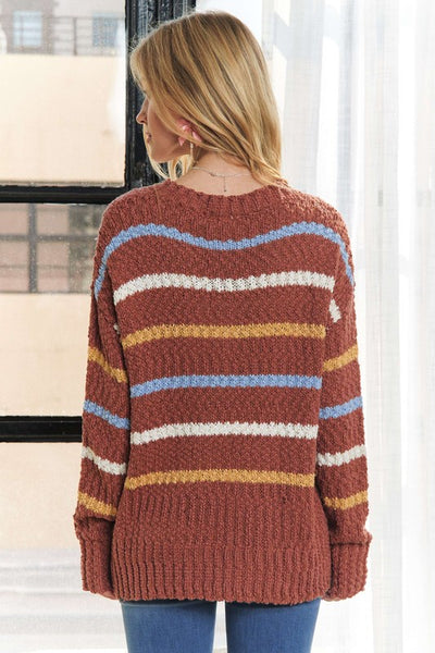 Marsala Striped Sweater