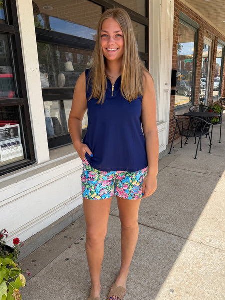 Coastal Navy Sun-Cool Zip Tank