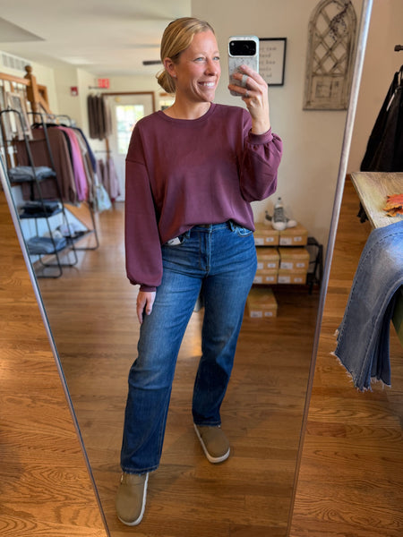 Mica High-Rise Fleece Lined Straight Leg Jeans