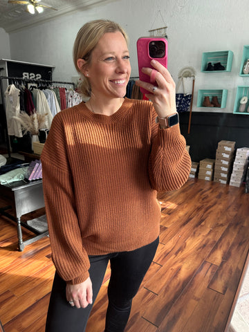 Chocolate Ribbed Oversized Sweater