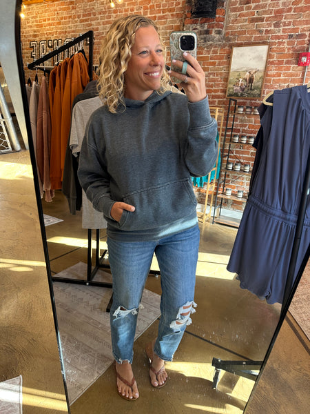Midnight Navy Burnout Bliss Fleece Hoodie