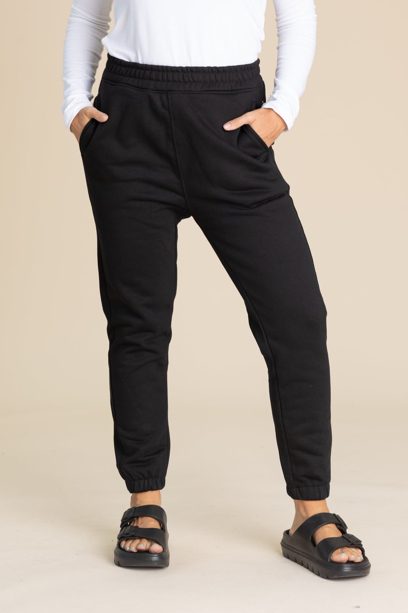 Black Cotton Blend Fleece Joggers
