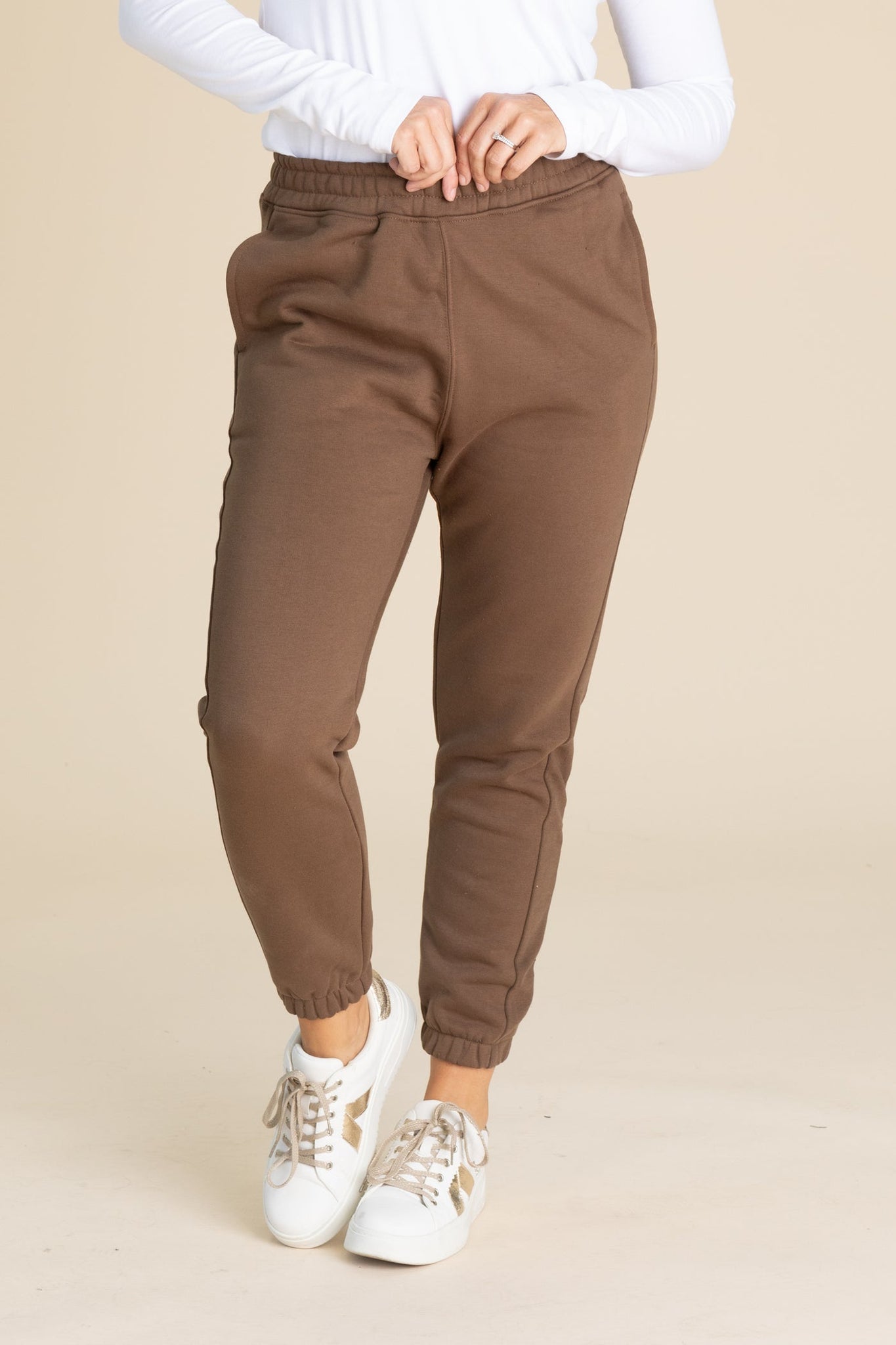 Dark Earth Cotton Blend Fleece Joggers