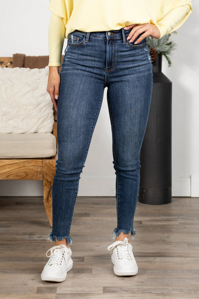 Judy Blue Shark Bite Hem Skinny Jeans