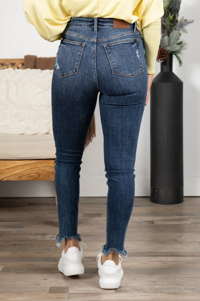 Judy Blue Shark Bite Hem Skinny Jeans