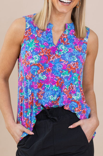 Violet Paradise Paisley Sleeveless Tank Top
